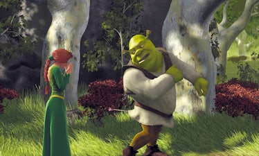 Fiona looking at Shrek after seeing an arrow in his butt