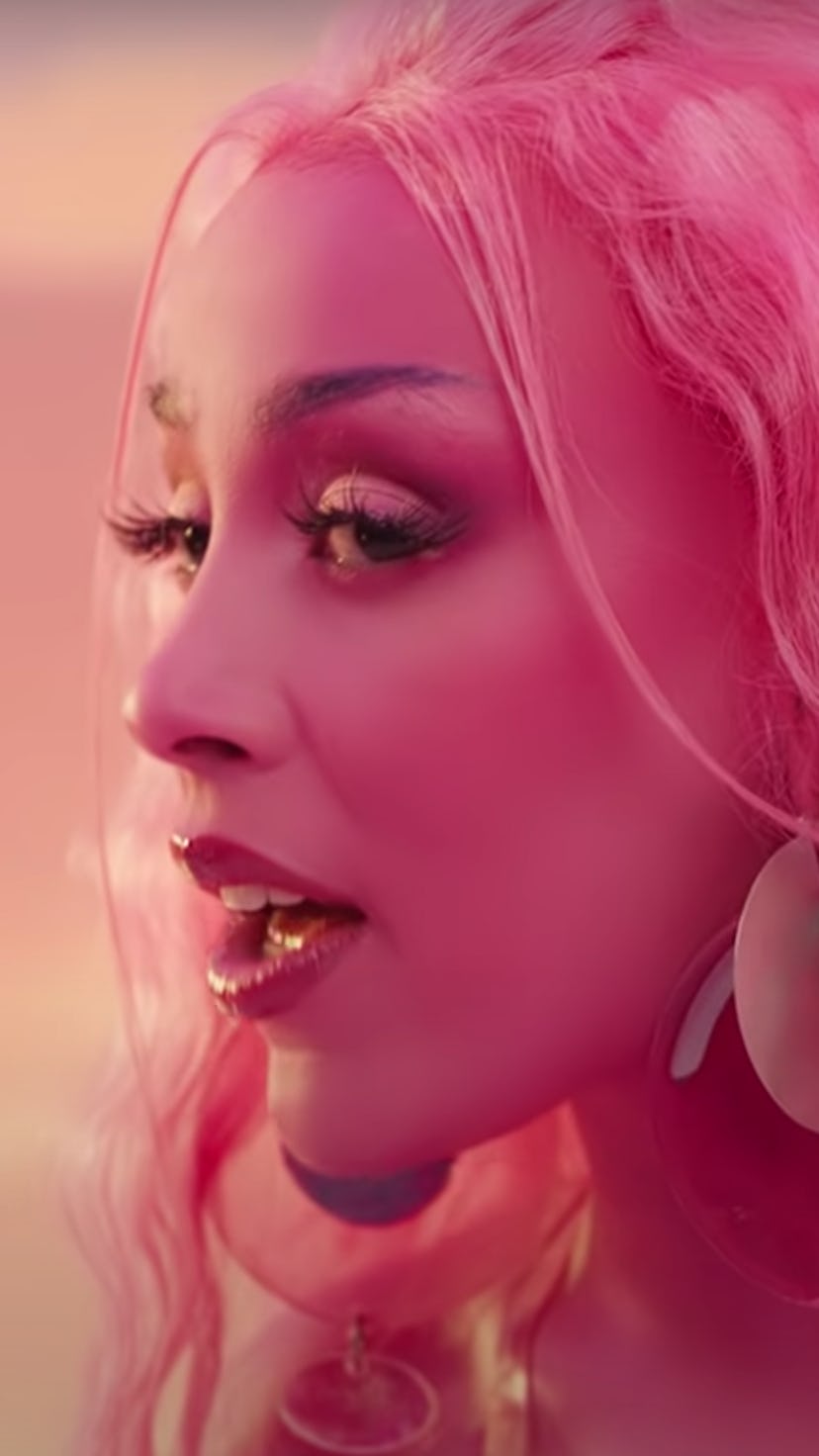 Doja Cat with pink hair for the "Kiss me More" video