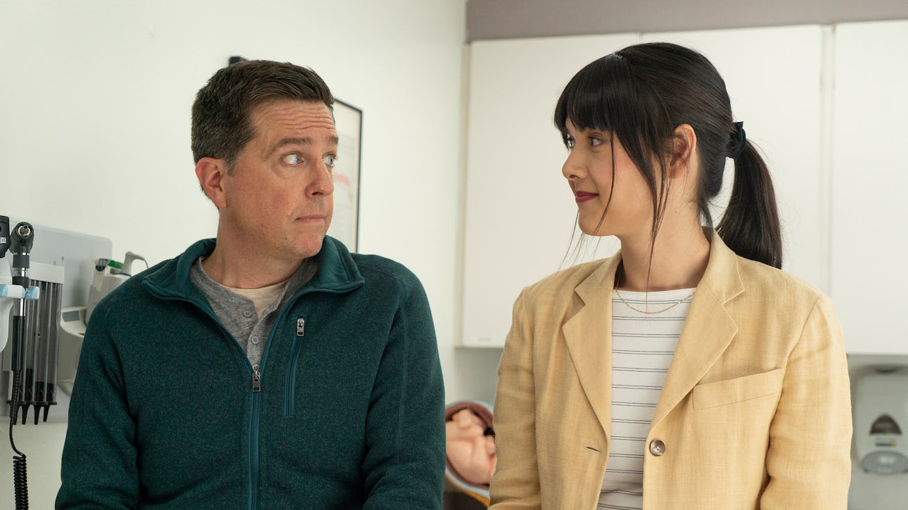 Ed Helms and Patti Harrison star in 'Together Together,' the new Bleecker Street comedy about surrog...