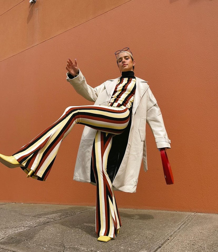 striped street style outfit