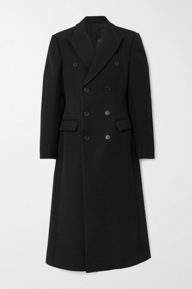 Double-breasted wool-twill coat