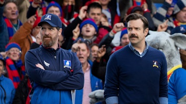 Brendan Hunt as Coach Beard and Jason Sudeikis as Ted Lasso in Ted Lasso