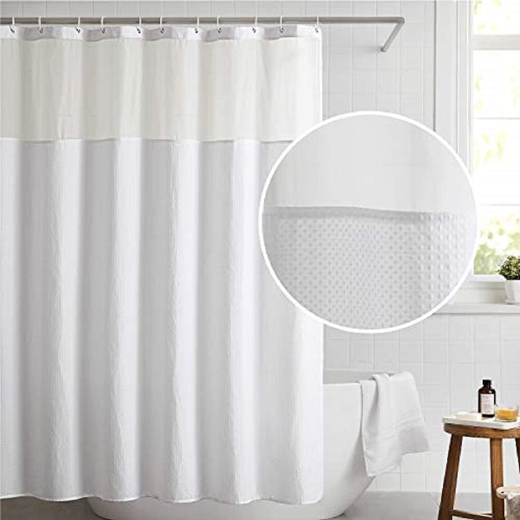 Bedsure Waffle Weave Fabric Shower Curtain