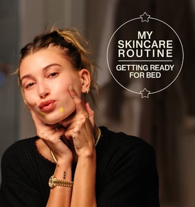 Hailey Bieber skincare routine still