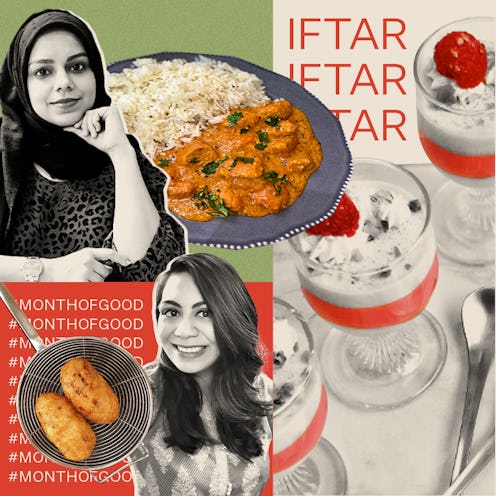 Collage of Fizzah Sayed, Anisa, Asmah Sacha, and Iftar meals