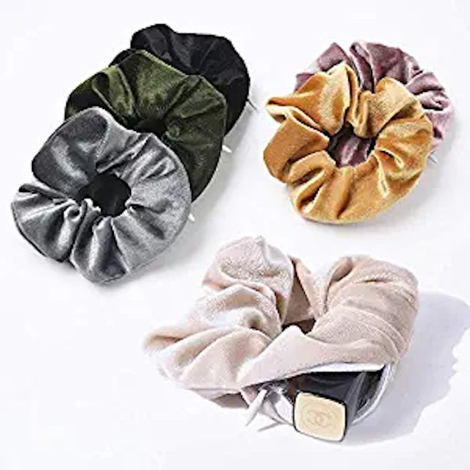 Lobaba Velvet Scrunchies With Zipper