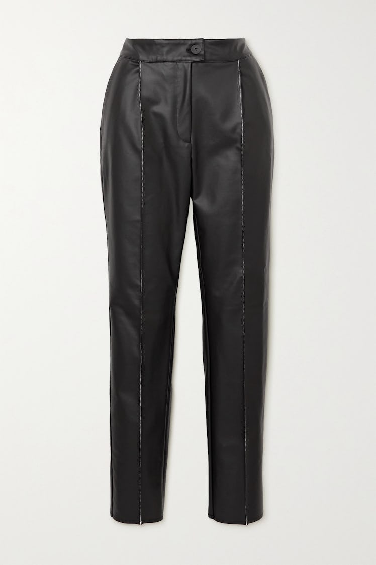 Faux Leather Straight-Leg Pants