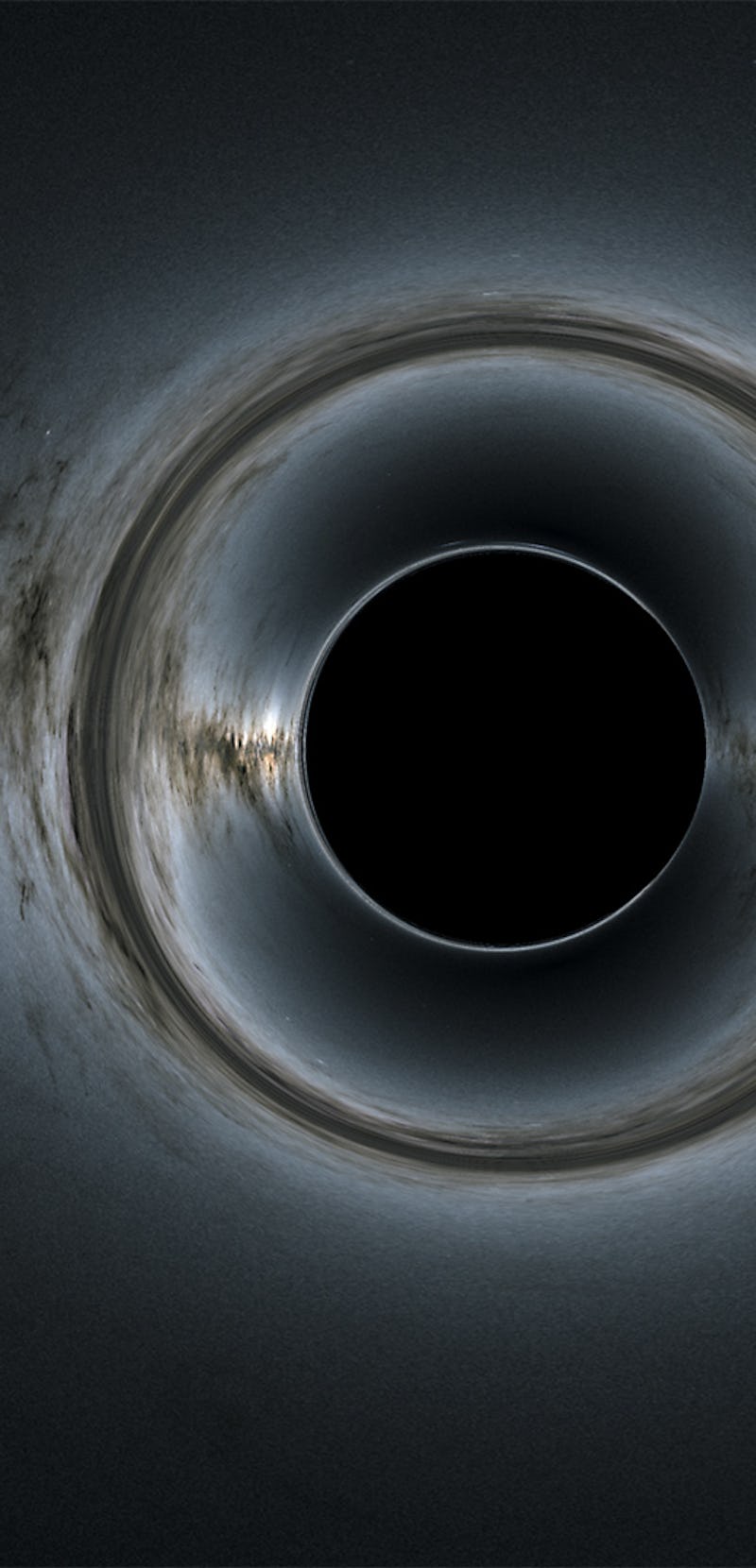 illustration of black hole distorting light