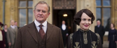 Robert Crawley and Cora Crawley stand before Downton in 'Downton Abbey.'