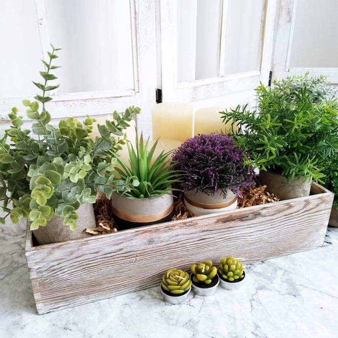 Windiy Rustic Rectangle Wood Planter Box  (1-Pcs)