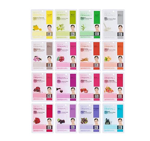 DERMAL Collagen Full Face Facial Mask Sheet (16-Pack)