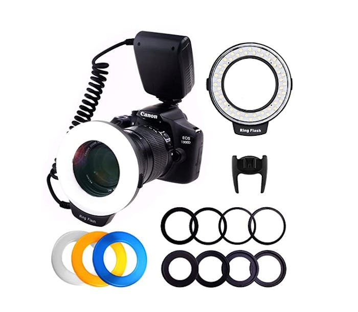 PLOTURE Flash Light with LCD Display Adapter Rings