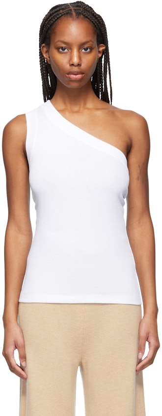 White One-Shoulder Tank Top