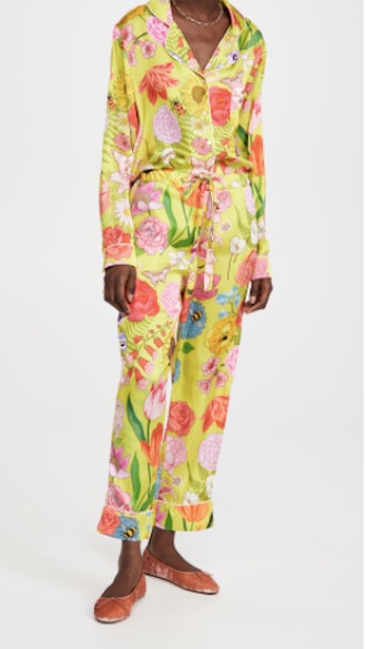 Karen Mabon Florist Lime Long Pajama Set  