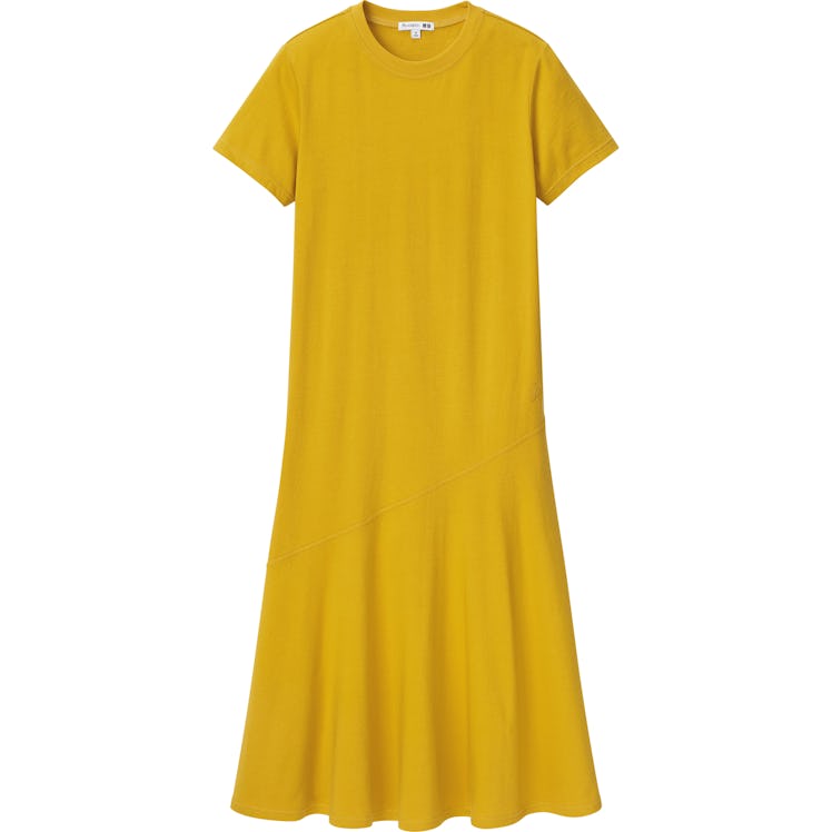 Cotton Short-Sleeve Fluid Hem Dress