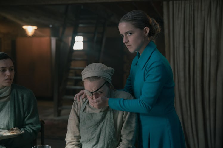 Madeline Brewer as Janine and Mckenna Grace as Mrs. Keyes as The Handmaid's Tale