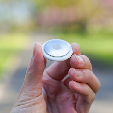 AirTags are the size of a typical coat button.