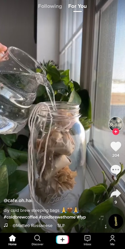 A TikTok user shows how to make your own cold brew at home.