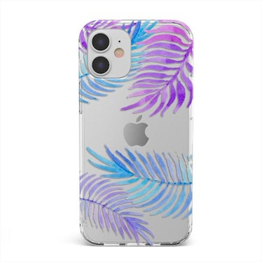 Tropical Blue Palm Leaves iPhone Clear Case