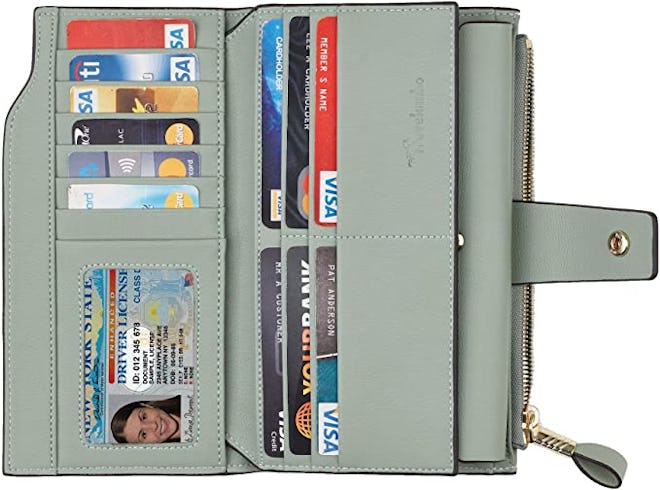 Travelambo Womens RFID Blocking Leather Clutch Wallet