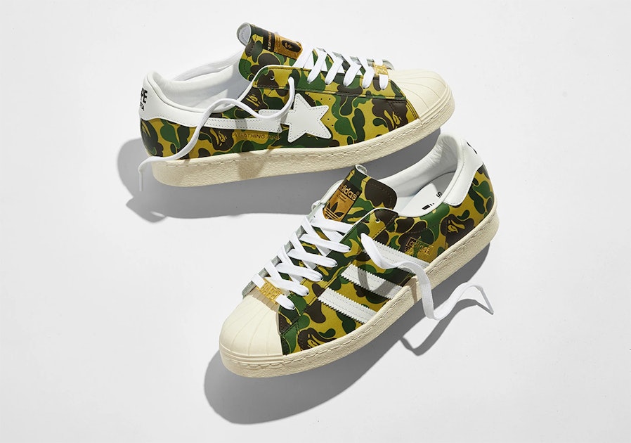 reagere forum slange BAPE and Adidas are adding a classic 'Green Camo' sneaker to their  Superstar collection