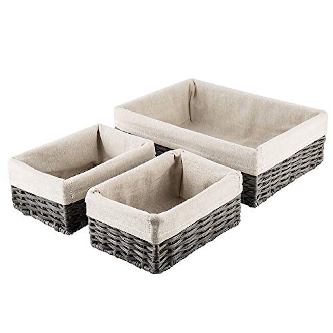 Hosroome Handmade Wicker Storage Baskets (Set of 3)