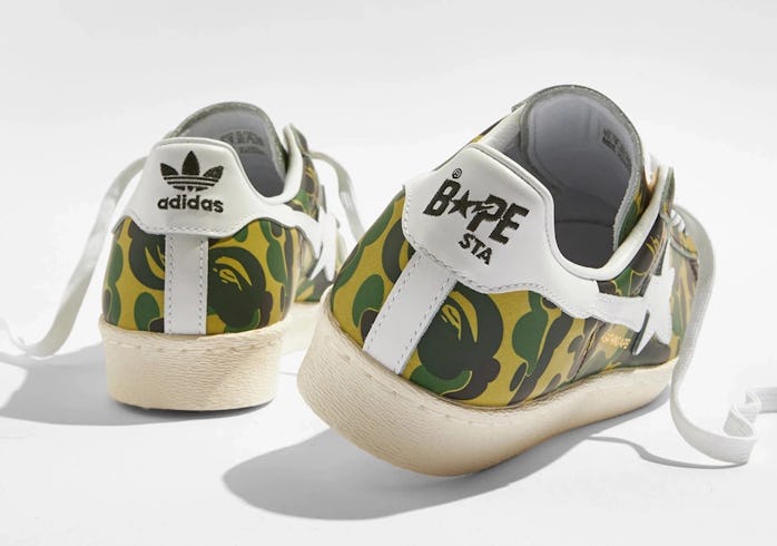 BAPE and Adidas are adding a classic Green Camo sneaker to their Superstar collection