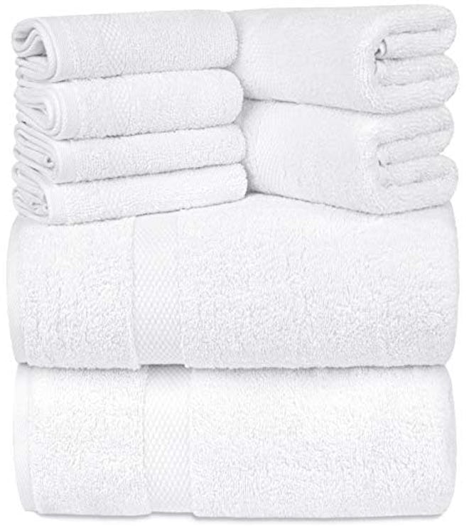 WhiteClassic Luxury White Bath Towel Set (Set of 8)