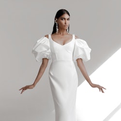 Model wearing Prabal Gurung Spring 2022 bridal collection.