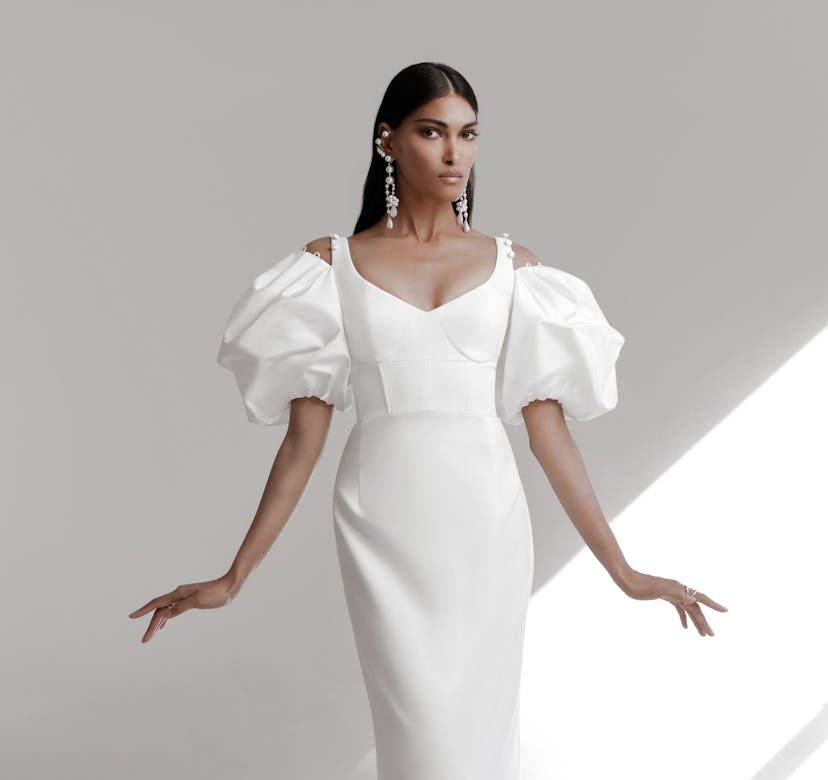 Model wearing Prabal Gurung Spring 2022 bridal collection.