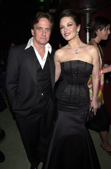 Michael Douglas and Catherine Zeta-Jones at Elton John’s 2001 Oscars party 