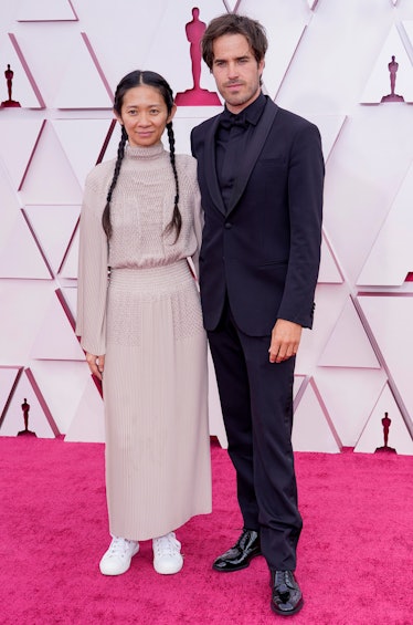 Chloe Zhao and Joshua James Richards at the 93rd Annual Academy Awards