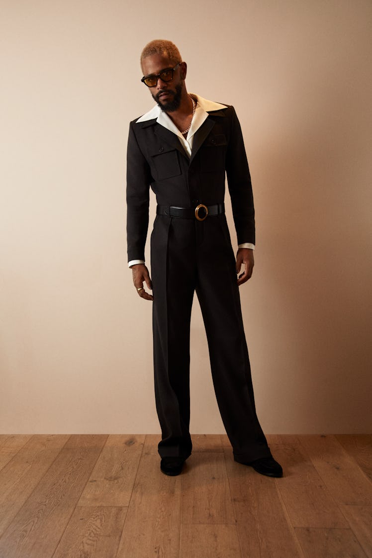 LaKeith Stanfield wearing Saint Laurent at the Oscars 2021.
