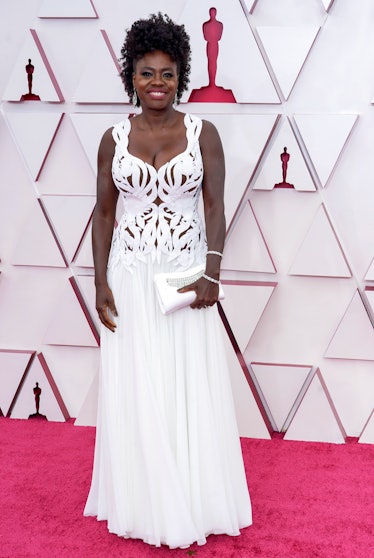 Viola Davis at the 93rd Annual Academy Awards in a white dress