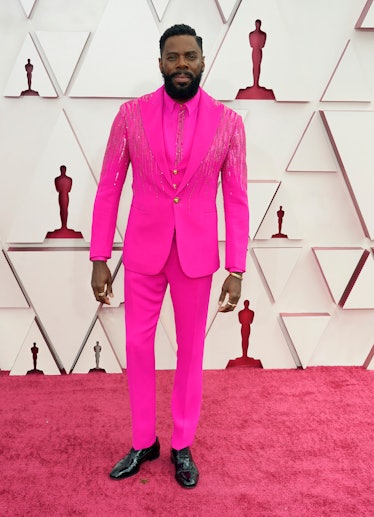 Colman Domingo in a pink Versace suit.