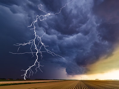 Lightning striking a farm