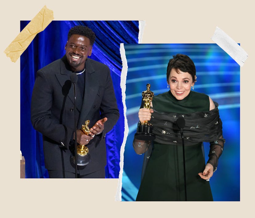 Daniel Kaluuya accepting his award at the 2021 Oscars, Olivia Colman accepting her award at the 2019...