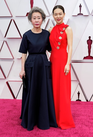Youn Yuh-jung and Yeri Han at the 93rd Annual Academy Awards