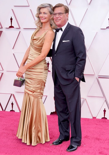 Paulina Porizkova and Aaron Sorkin at the 93rd Annual Academy Awards