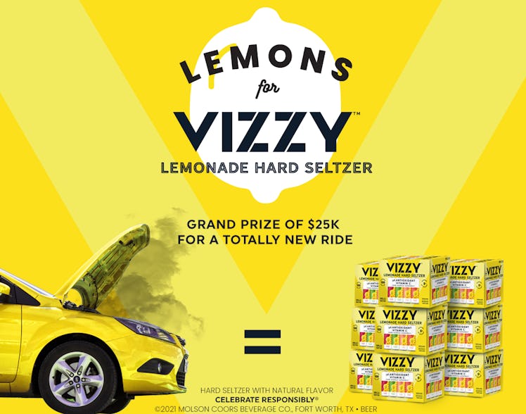 Here's how to enter the Lemons for Vizzy Lemonade contest for free sips and a new car.