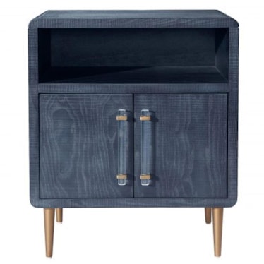 Ruth Modern Classic Blue Wood Brass Metal Side Table