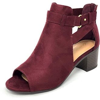 City Classified Cutout Side Strap Heeled Ankle Booties