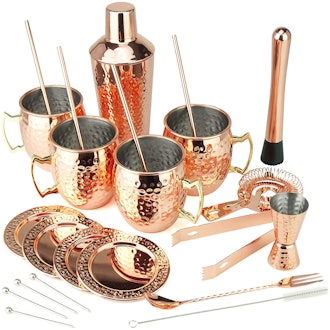 PG Ultimate Copper-Plated Stainless Steel Moscow Mule Mug Set (Set of 4)