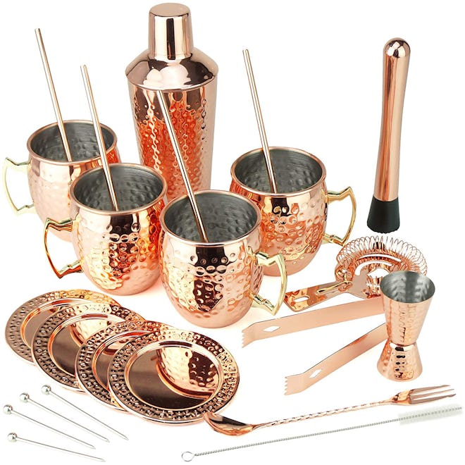 PG Ultimate Copper-Plated Stainless Steel Moscow Mule Mug Set (Set of 4)