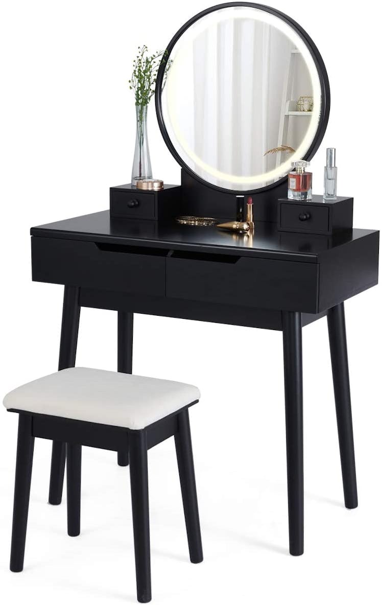 Dressing Table With Display Lighted Mirror