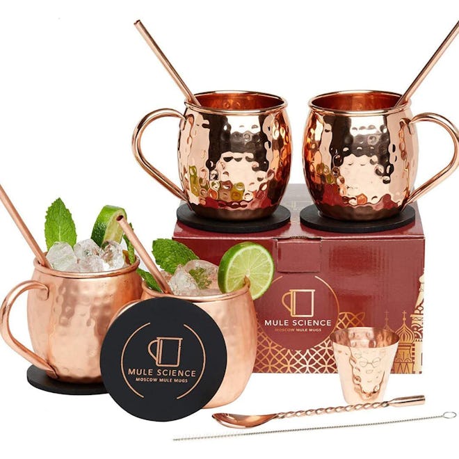 Advanced Mixology Mule Science Moscow Mule Copper Mugs Set (Set of 4)