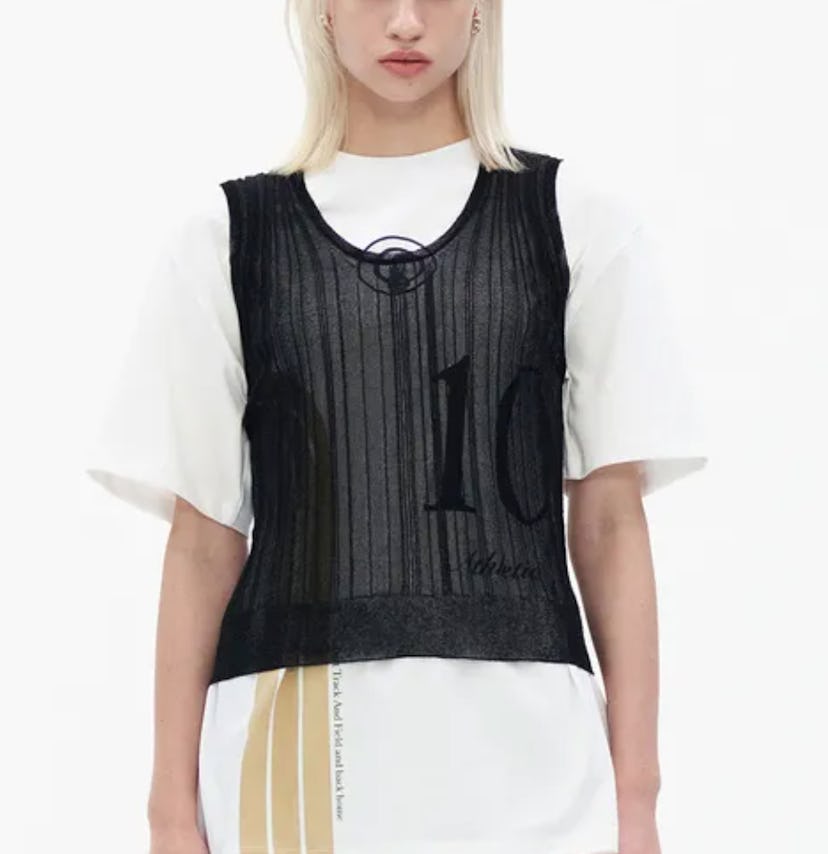 Pleated Sheer Knit Vest