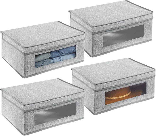mDesign Soft Fabric Stackable Organizer Box (4-Pack)