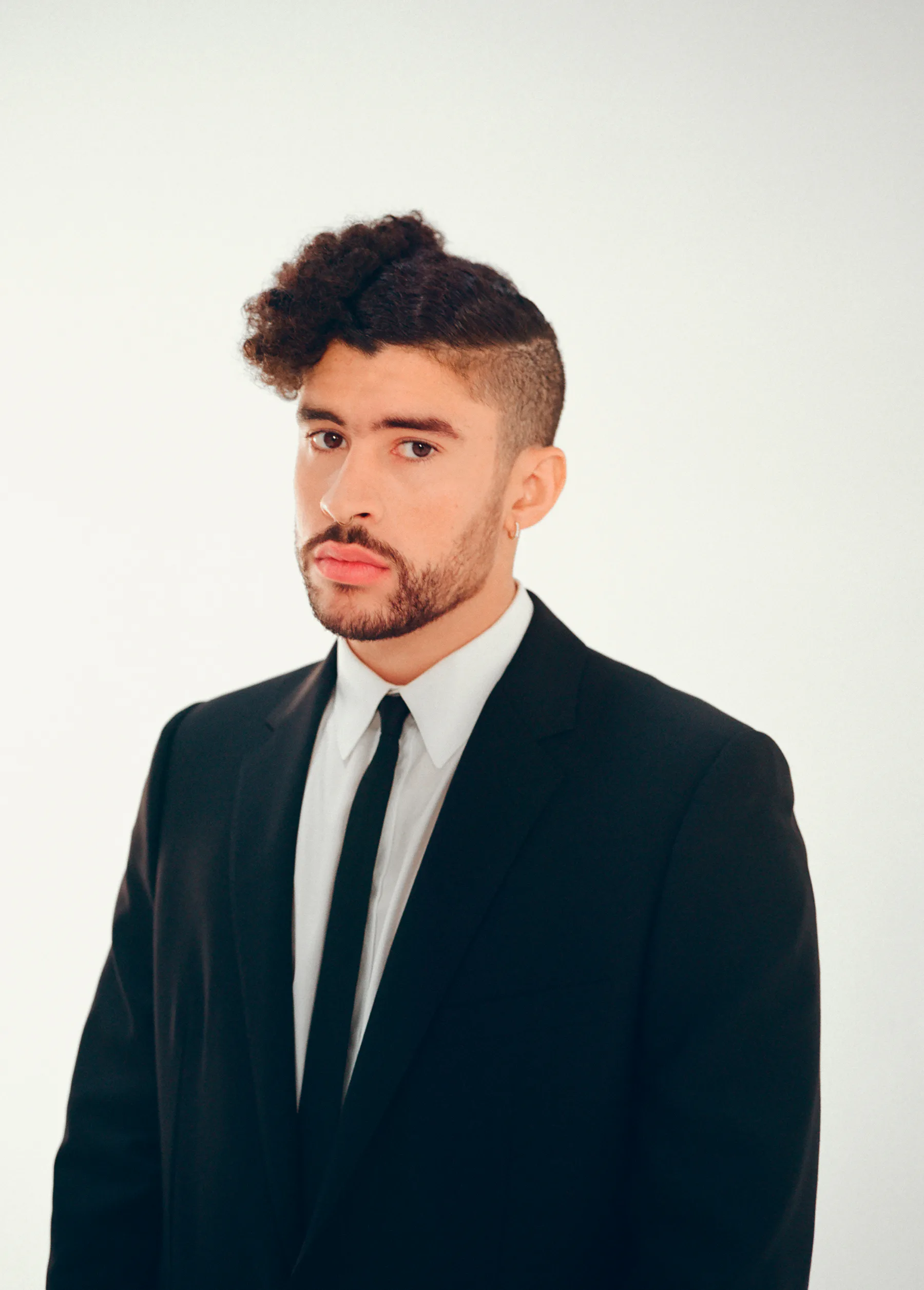 bad bunny dress shirt Bad Bunny's Layered Saint Laurent Look at NY Premiere