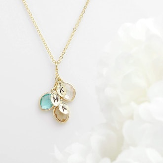 MignionandMignion Personalized Birthstone And Initial Necklace